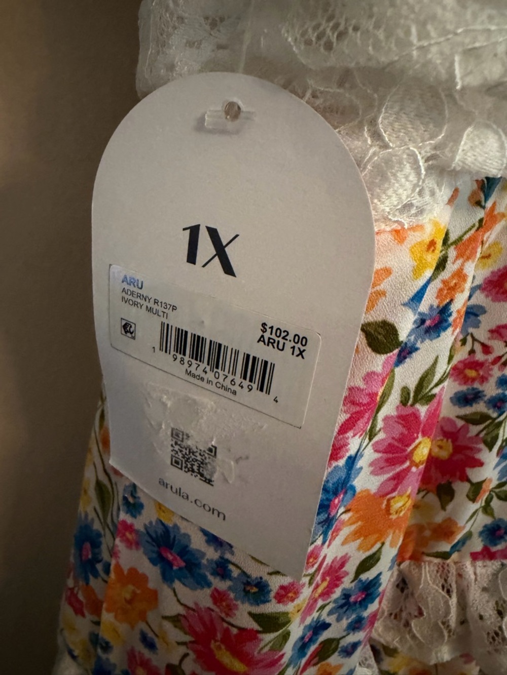 ARULA Ivory Floral Tiered Dress with Pink, Blue & Yellow Blooms - Picture 3 of 5